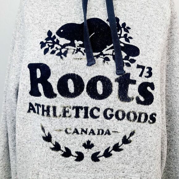 Roots Hoodie Sweatshirt‎ M Gray Athletic Goods Sweater Knit Warm Pocket Pullover - Picture 2 of 10